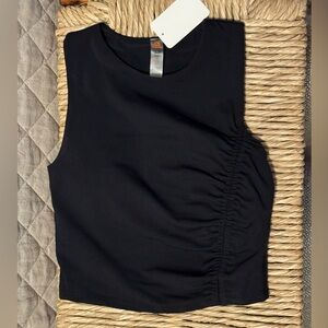 Mono B Black Ruched Tank Top